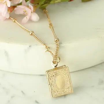 Small Gold Tone Book Locket