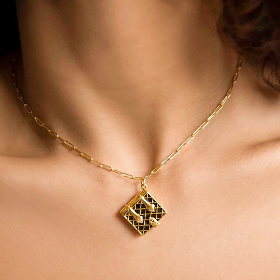 Book Locket - Black &amp; Gold
