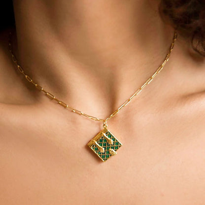 Book Locket - Emerald &amp; Gold