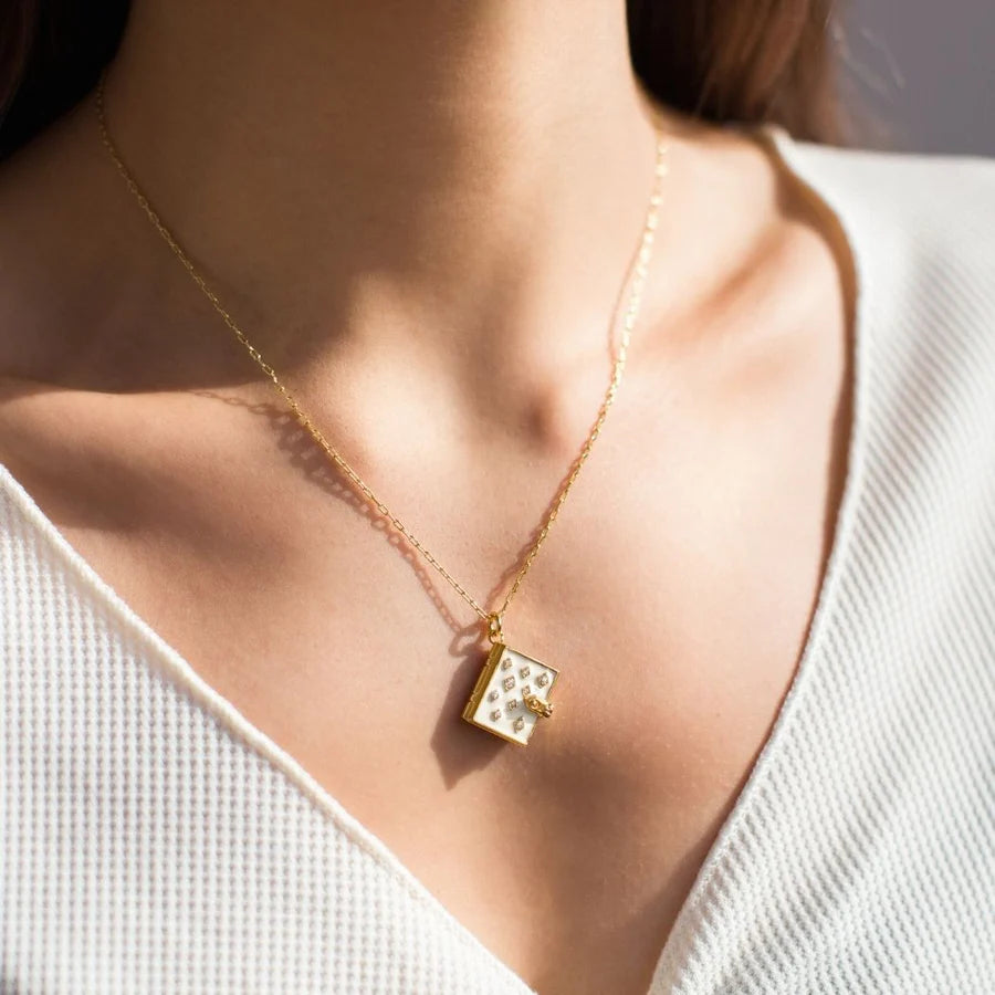 Book Locket - Stardust White