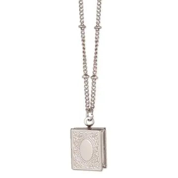 Small Silver Tone Book Locket