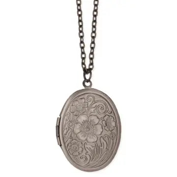 Silver Tone Floral Locket